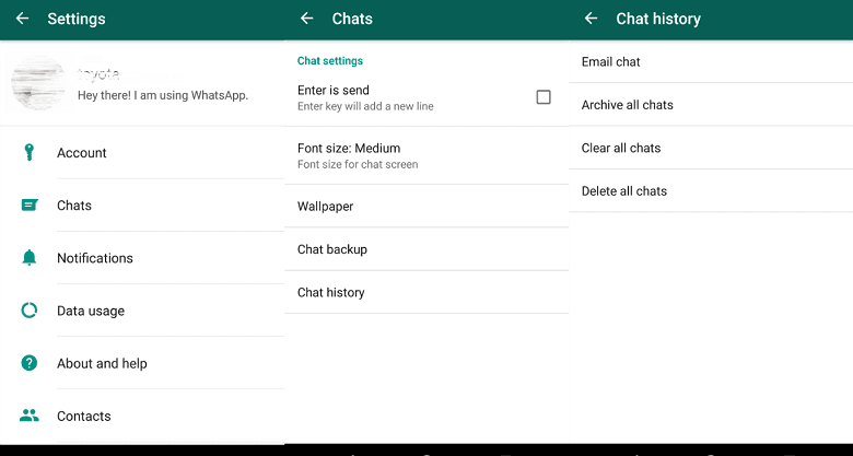 Backup Conversations to Email on whatsapp