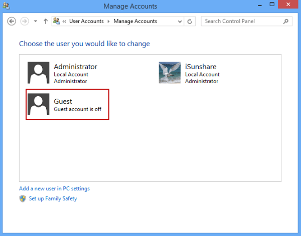 Enable Guest Account