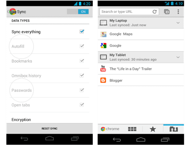 sync options
