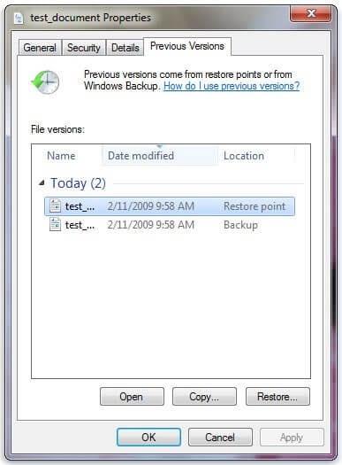 restore previous versions windows 10