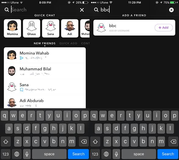 search snapchat friends