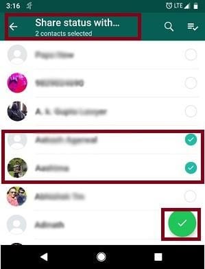 show whatsapp status android