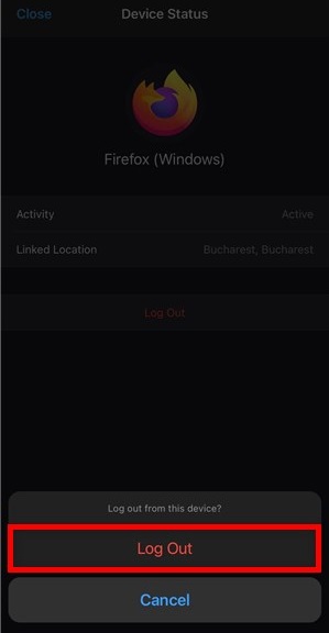 WhatsApp log out option