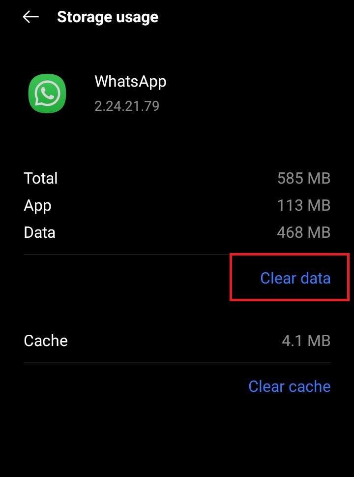 clear data option