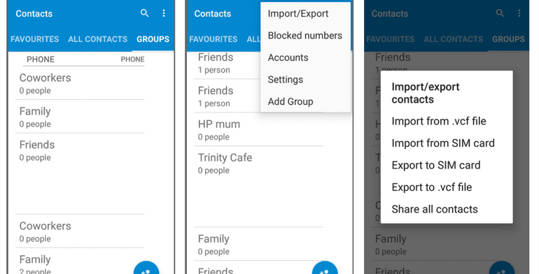 import export contacts android