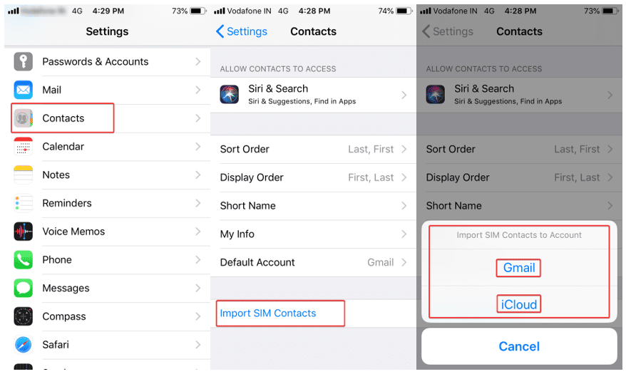 import export contacts on iPhone