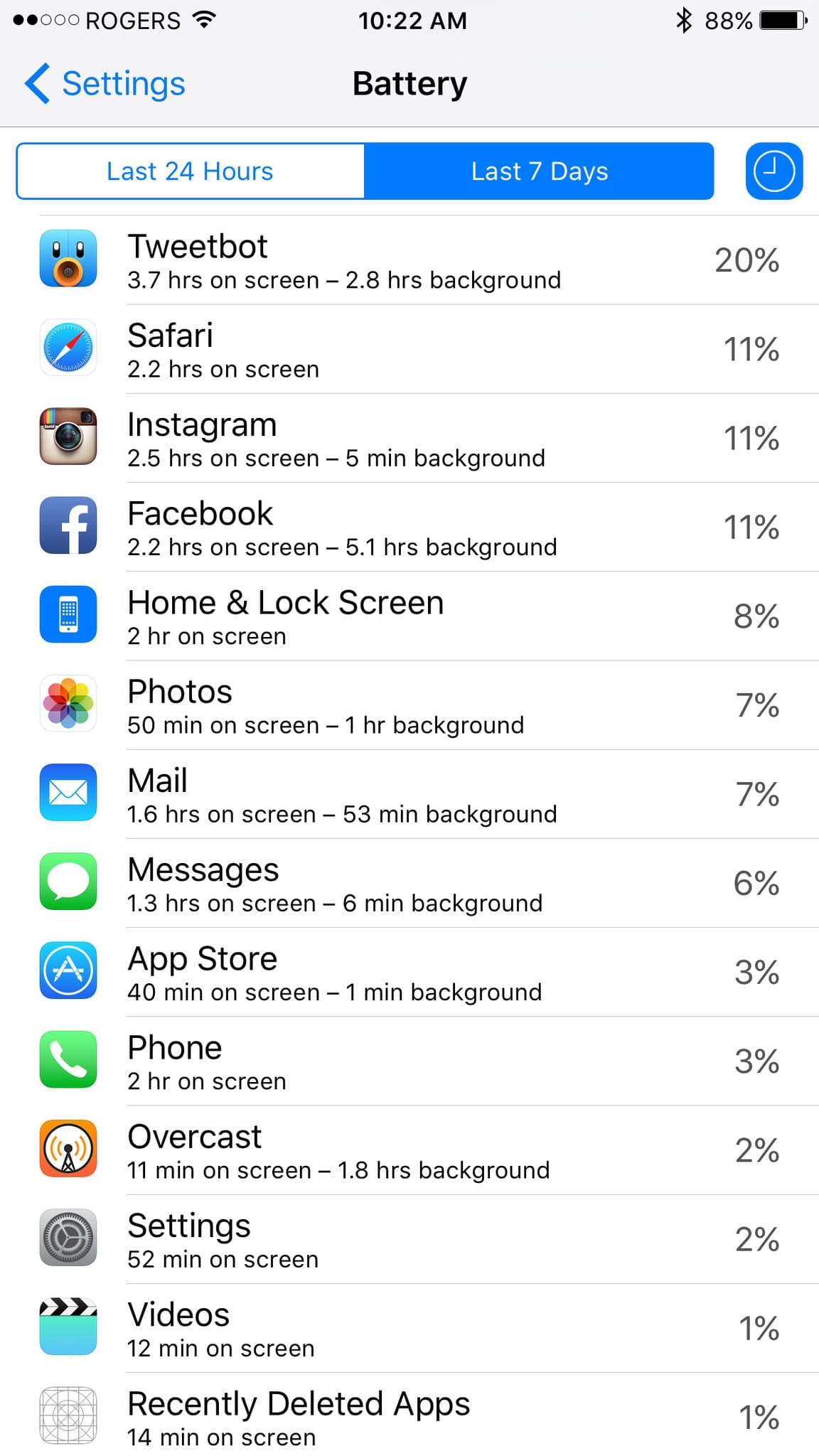 ios battery usage screens