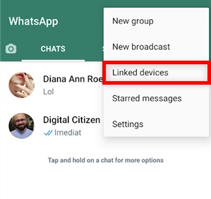 logout WhatsApp through linked devices option