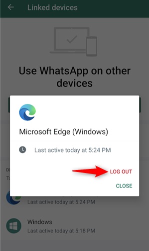 log out option