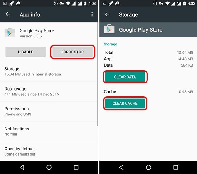 Clear Data & Cache