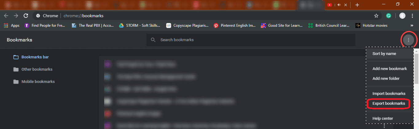 export bookmarks