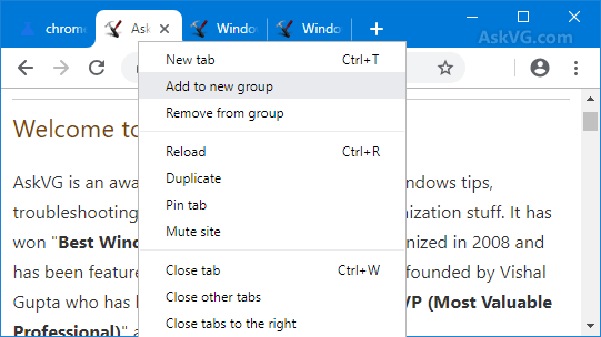 Chrome Tab Groups Feature