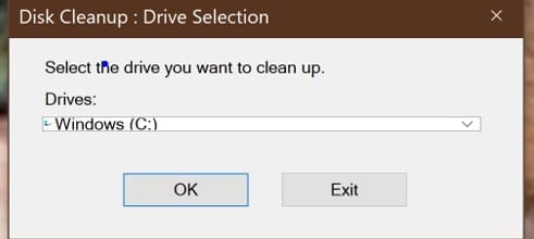Disk cleanup - drive selection