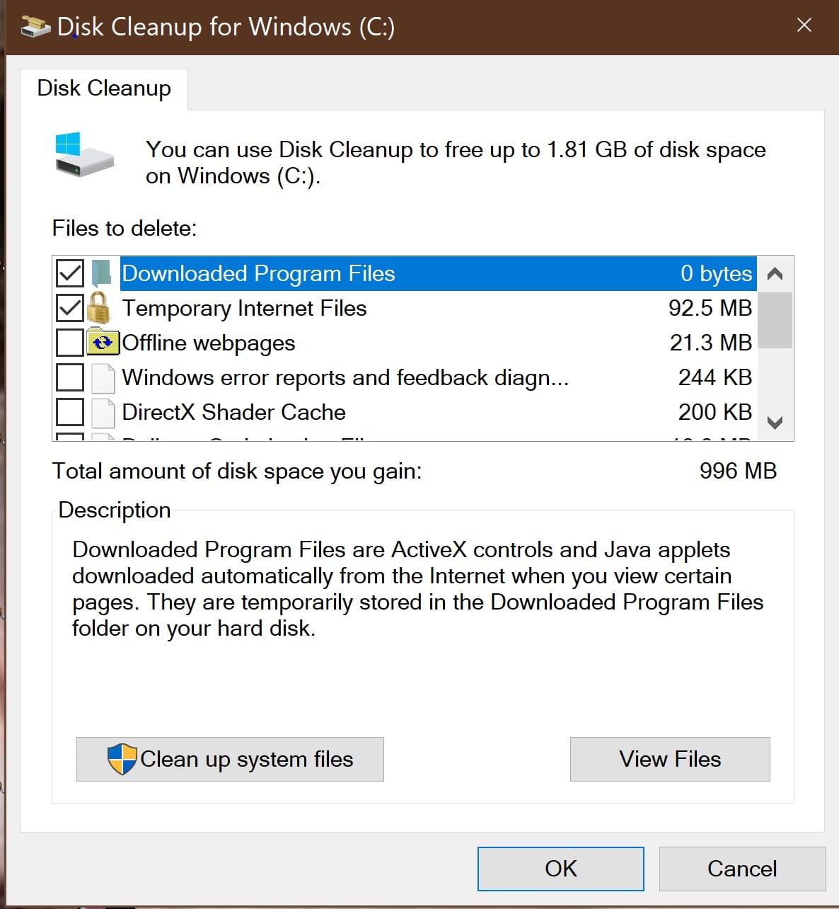 Disk cleanup windows