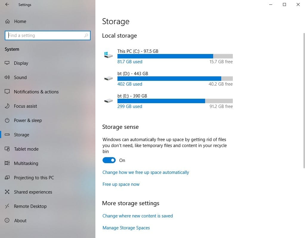 Free Up Storage space