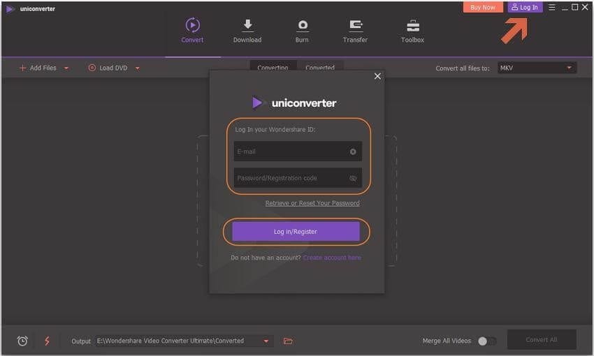 login uniconverter