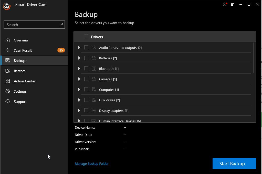 backup in Smart Driver Care