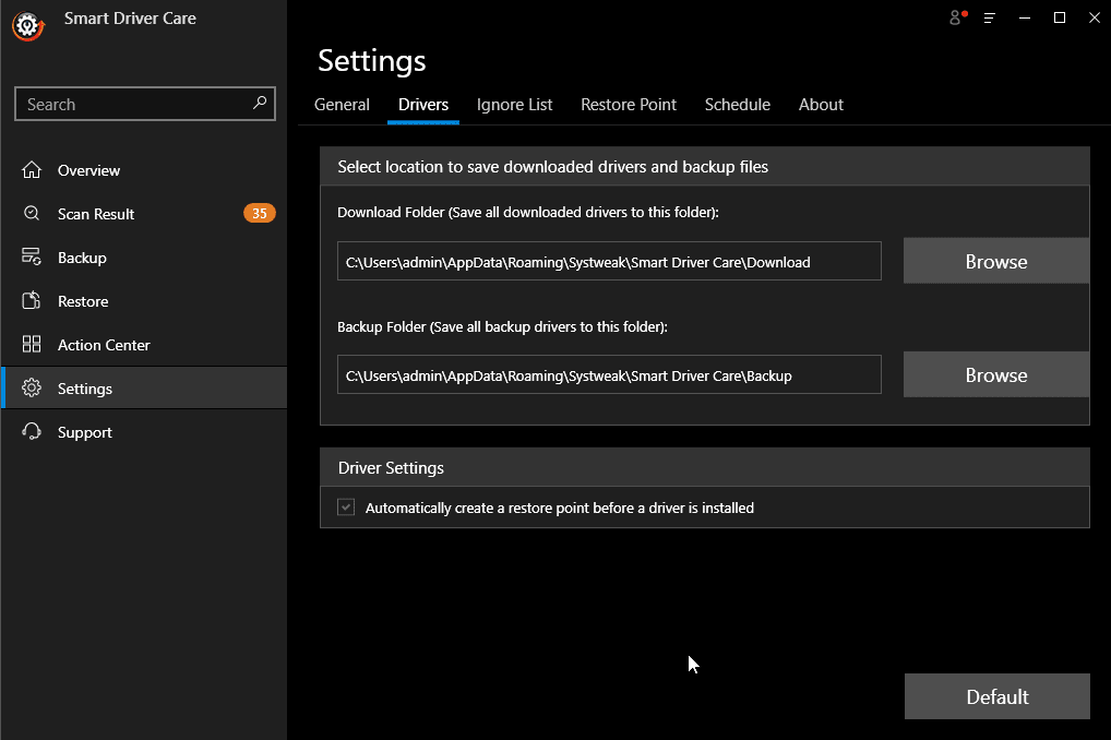 driver settings