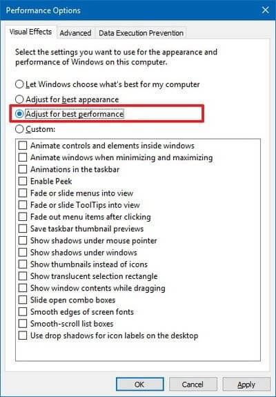 Visual Effects Settings