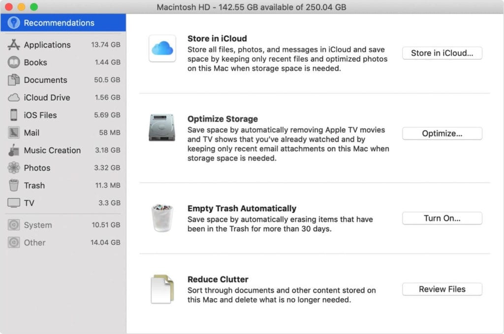 free up disk space Mac