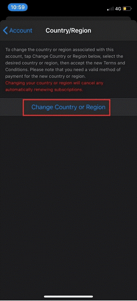 change country or region