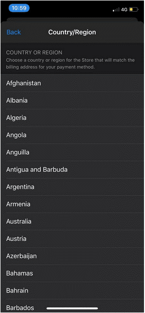 select country