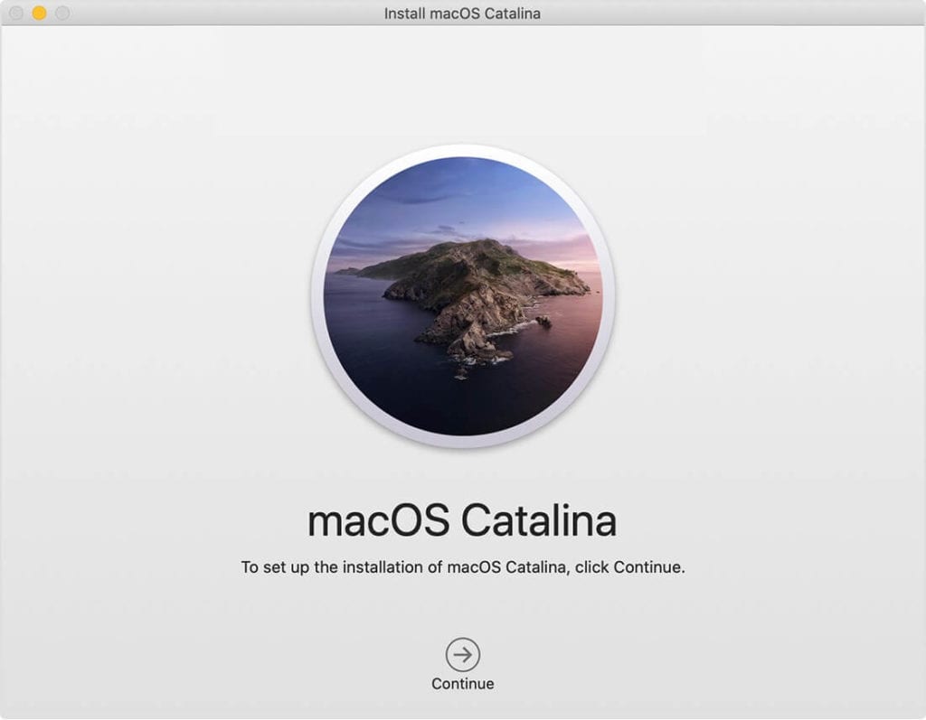 Catalina installer screen