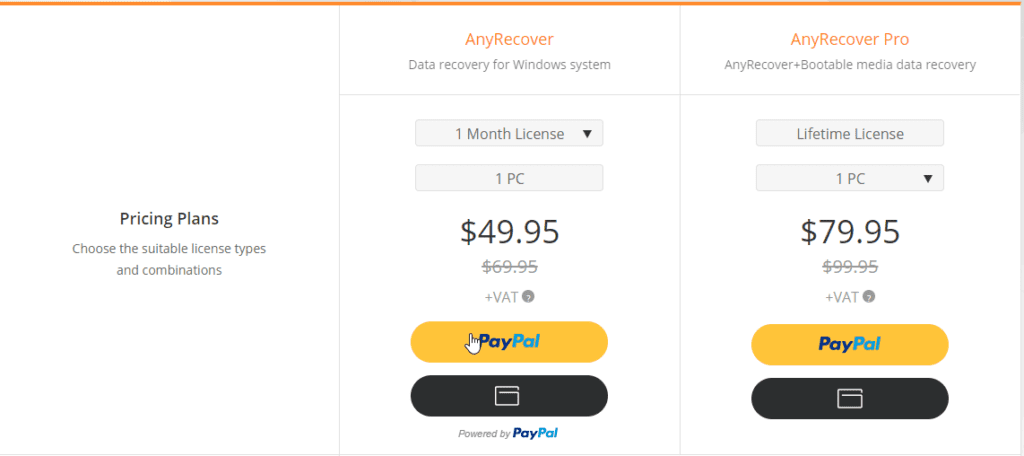Pricing plans