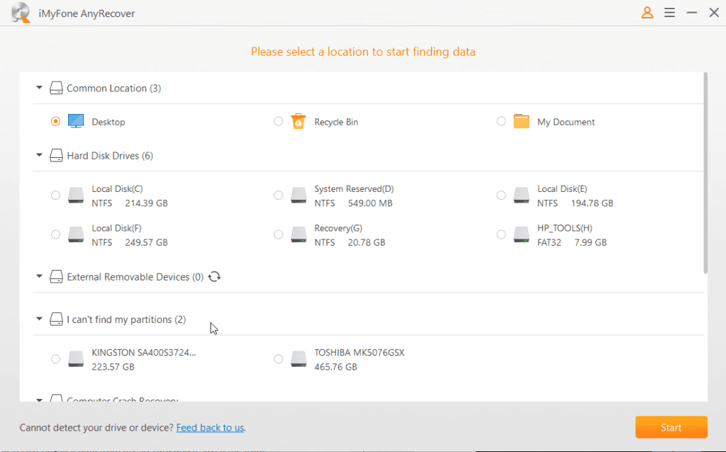 launch iMyFone AnyRecover
