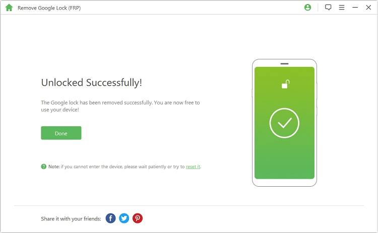 Google lock has been removed successfully