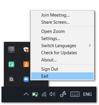 exit and restart zoom