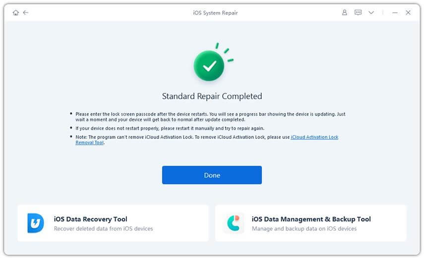 Standard Repair completed