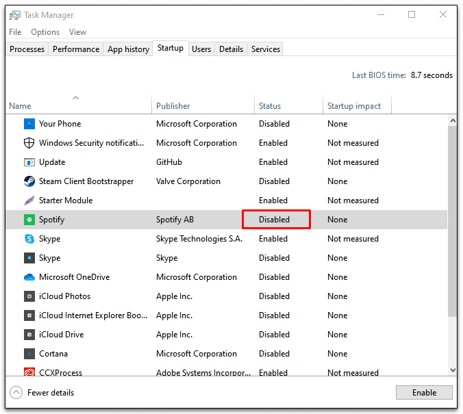 disable spotify