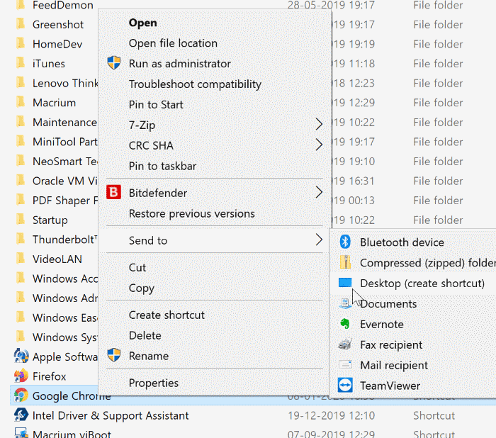 properties dialogue box