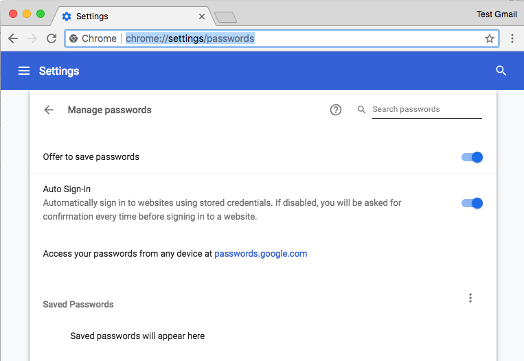 password  settings