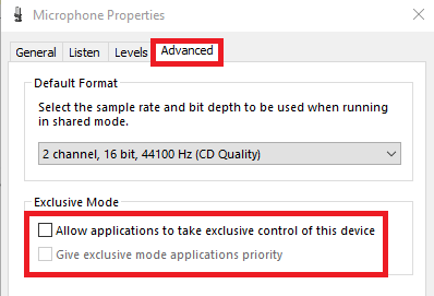 Disable App Exclusive Control