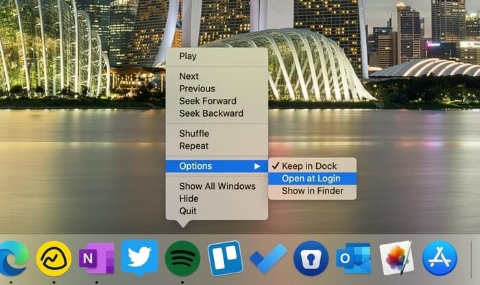 Disabling Open at Login from the Dock