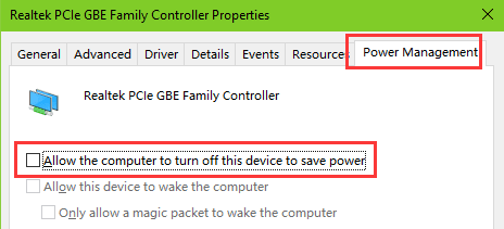 Power Management Settings