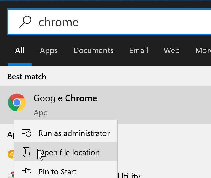 Chrome browser shortcut