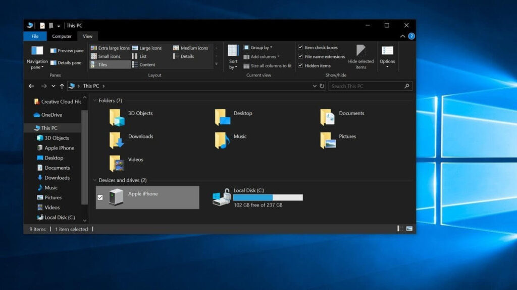 PC menu