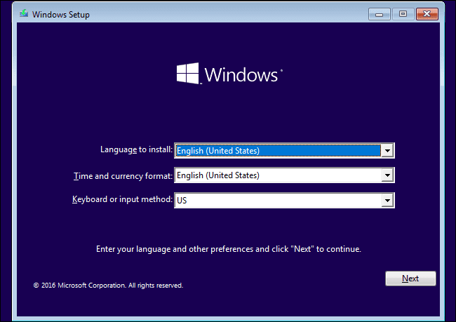 Start clean install