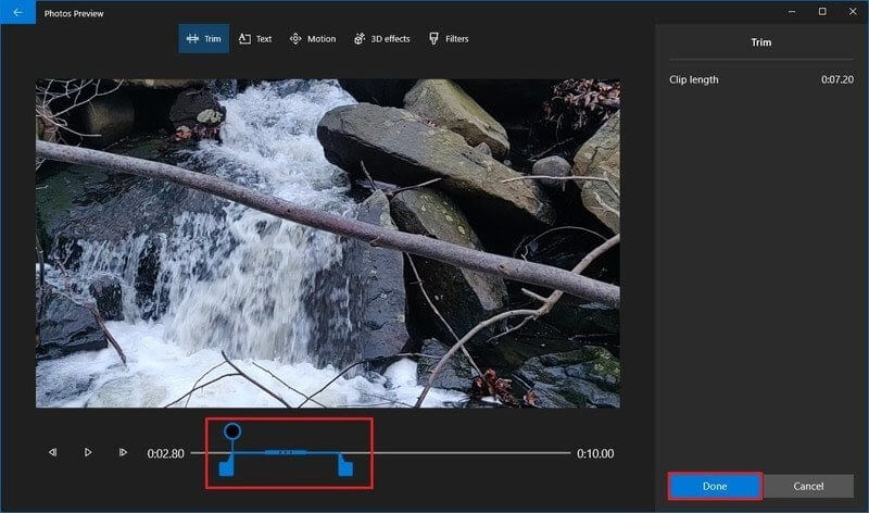 scrub the section of video to trim
