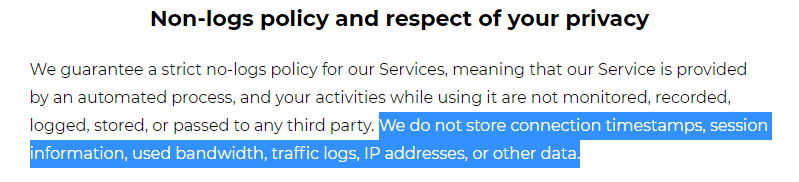 Non-logs policy