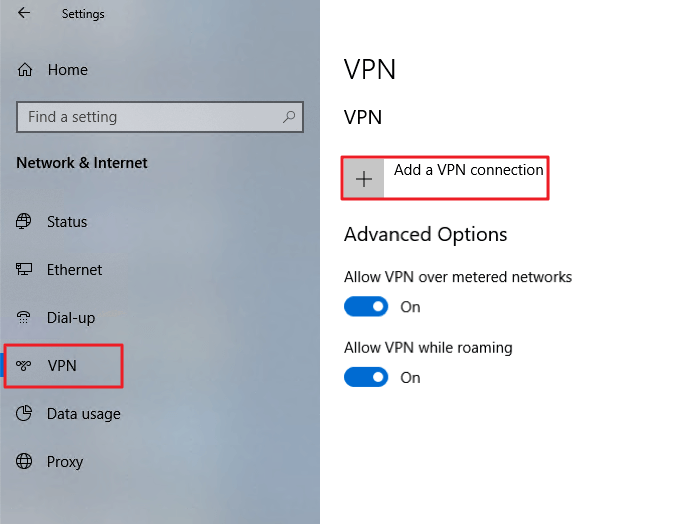 Add VPN connection