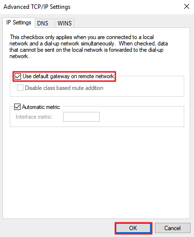 TCP/IP settings