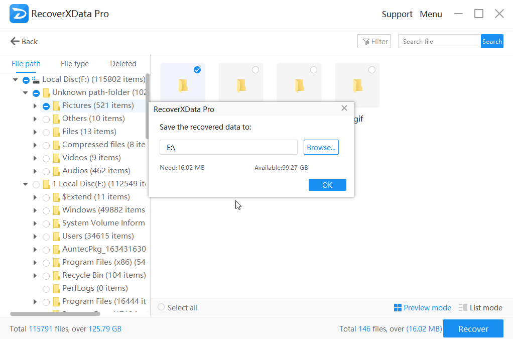 save data and Recover