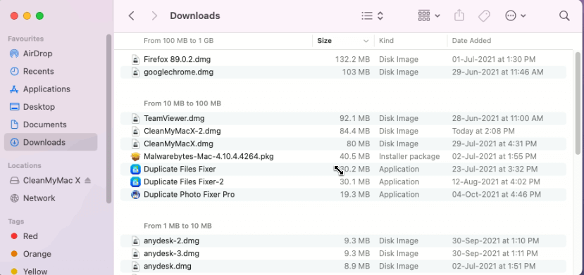 files sorted