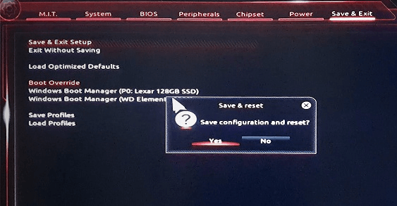 exit BIOS
