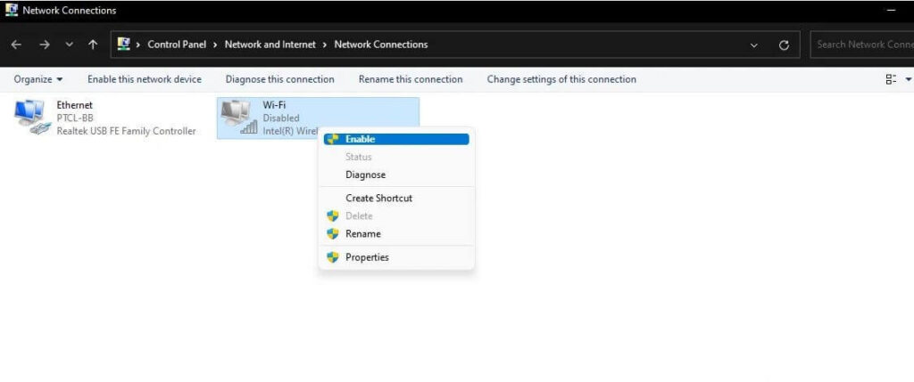 Enable option