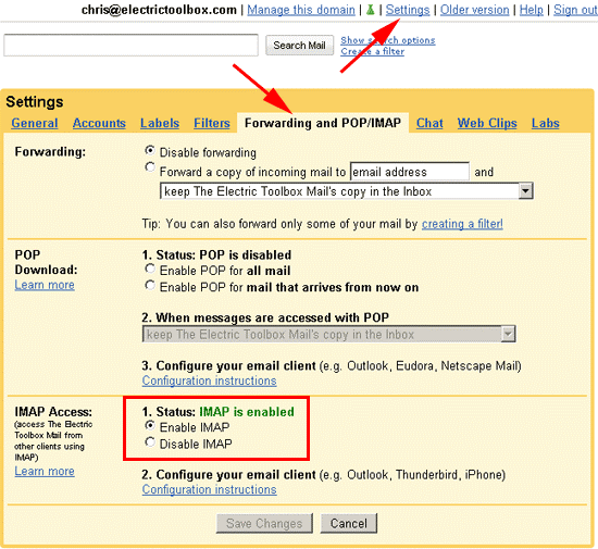 Enable IMAP
